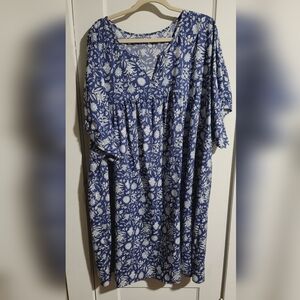 Floral Blue and White Blouse